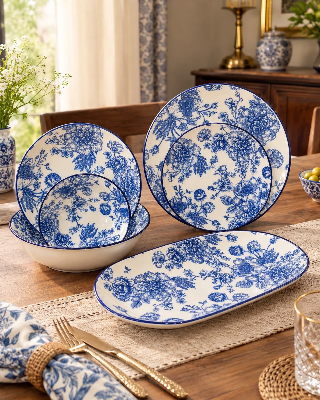 Premium Floral Porcelain Dinner Set - muhammadi traders